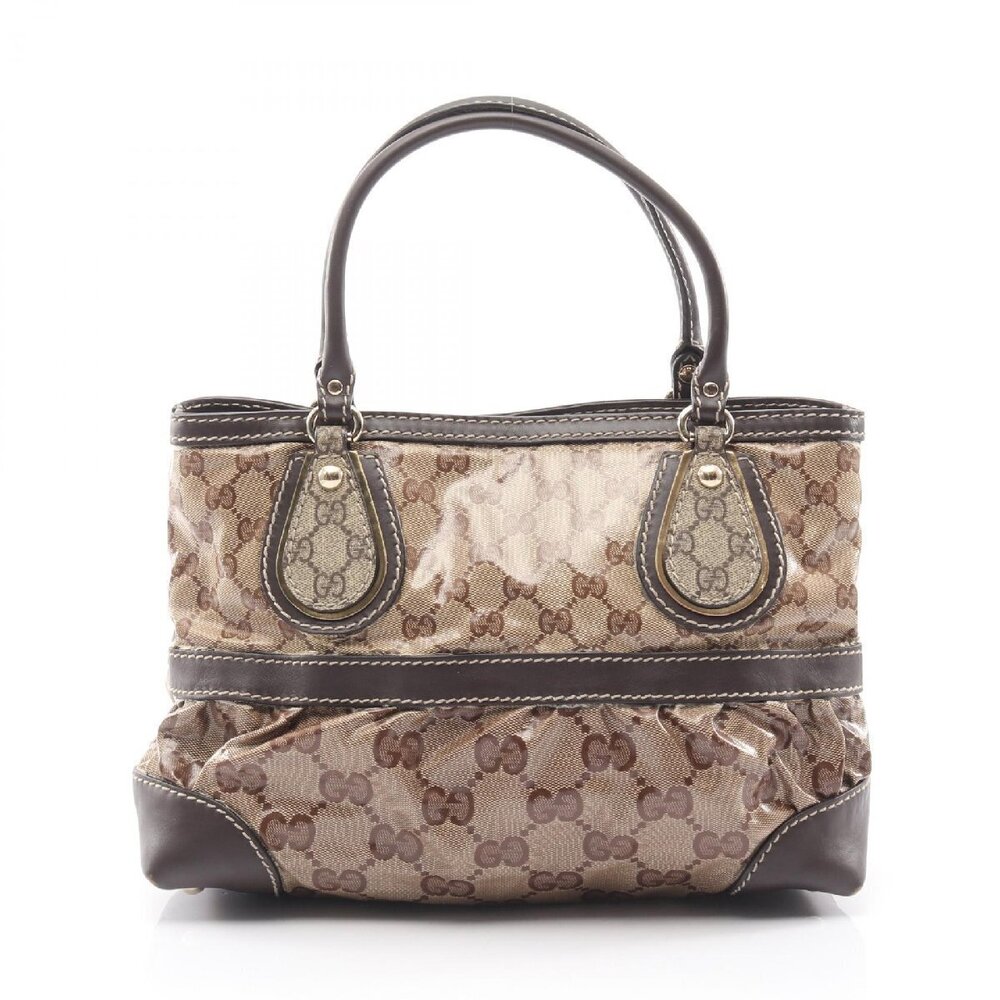 Gucci GG Crystal Tote Bag Beige Canvas Leather